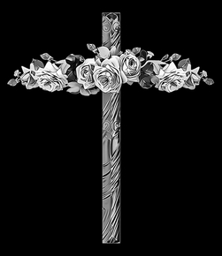 Крест с розами2 - картинки для гравировки